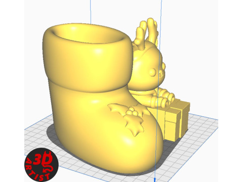 Christmas Boot Organizer Cat Deer Figurine Set 3 versions 3D 打印模型