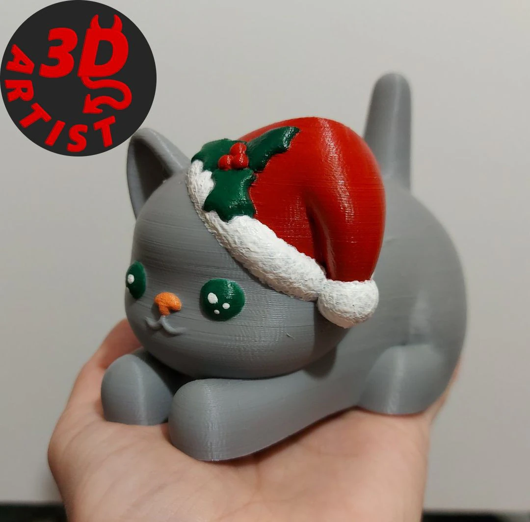 Christmas cat with balls or without balls and clean body Set 3 versions 3D Print Model .c4d .max .obj .3ds .fbx .stl .blend 