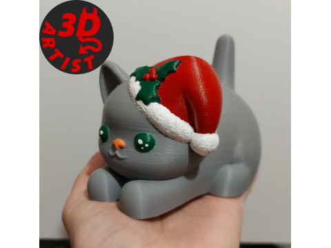 Christmas cat with balls or without balls and clean body Set 3 versions Model do druku 3D