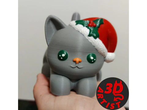 Christmas cat with balls or without balls and clean body Set 3 versions 3D Print Model