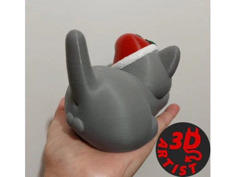 Christmas cat with balls or without balls and clean body Set 3 versions 3D Print Model