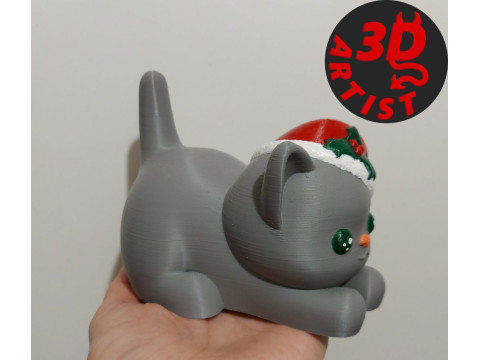 Christmas cat with balls or without balls and clean body Set 3 versions 3D 프린트 모델