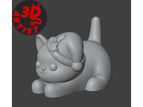 Christmas cat with balls or without balls and clean body Set 3 versions 3D 프린트 모델