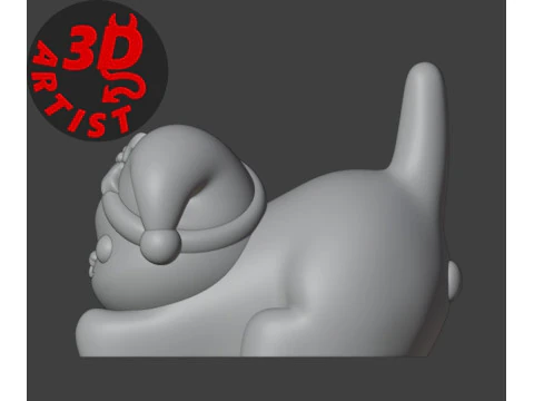 Christmas cat with balls or without balls and clean body Set 3 versions 3D Print Model