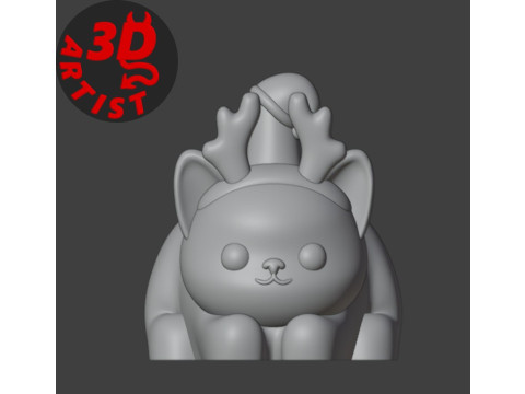 Christmas cat with balls V2 Set 2 versions 3D प्रिंट मॉडल