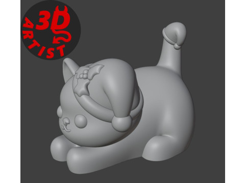 Christmas cat with balls V2 Set 2 versions 3D प्रिंट मॉडल
