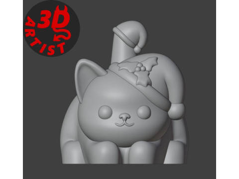 Christmas cat with balls V2 Set 2 versions 3D प्रिंट मॉडल