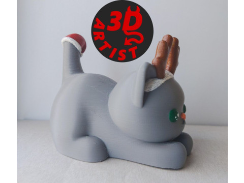 Christmas cat with balls V2 Set 2 versions 3D प्रिंट मॉडल