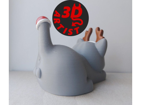 Christmas cat with balls V2 Set 2 versions 3D प्रिंट मॉडल