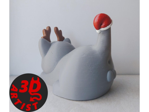 Christmas cat with balls V2 Set 2 versions 3D प्रिंट मॉडल