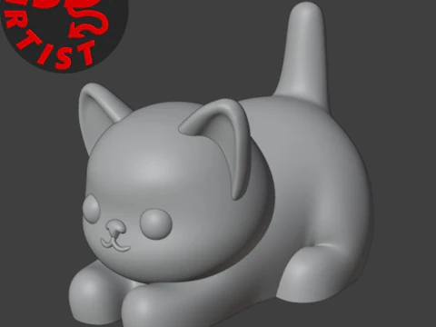 Gatto con le palle Figurina Modello di stampa 3D
