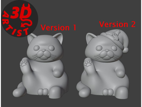Fat Cat with balls Figurine and the Christmas version Set 2 models Modelo de impresión 3D