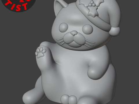 Fat Cat with balls Figurine and the Christmas version Set 2 models Modelo de impresión 3D