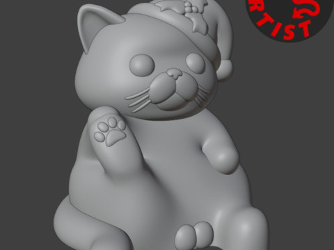 Fat Cat with balls Figurine and the Christmas version Set 2 models Modelo de impresión 3D