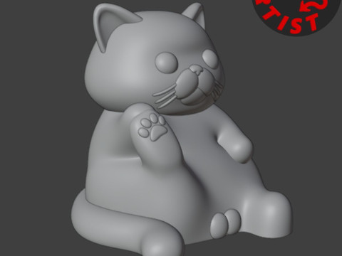 Fat Cat with balls Figurine and the Christmas version Set 2 models Modelo de impresión 3D