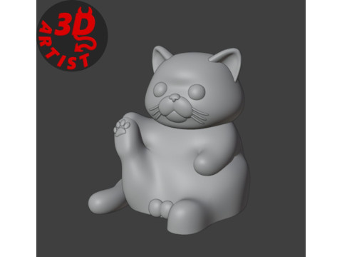 Fat Cat with balls Figurine and the Christmas version Set 2 models Modelo de impresión 3D