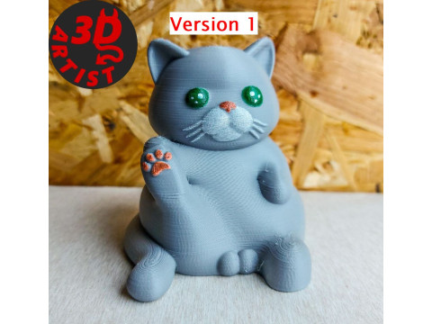 Fat Cat with balls Figurine and the Christmas version Set 2 models Modelo de impresión 3D