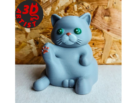 Fat Cat with balls Figurine and the Christmas version Set 2 models Modelo de impresión 3D