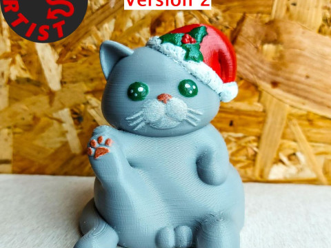Fat Cat with balls Figurine and the Christmas version Set 2 models Modelo de impresión 3D