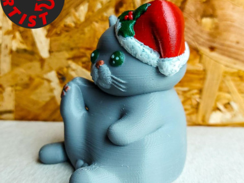 Fat Cat with balls Figurine and the Christmas version Set 2 models Modelo de impresión 3D