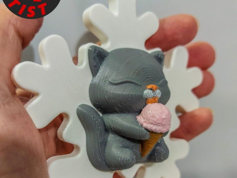 Snowflake Cat with ice cream Christmas tree decoration 3D प्रिंट मॉडल