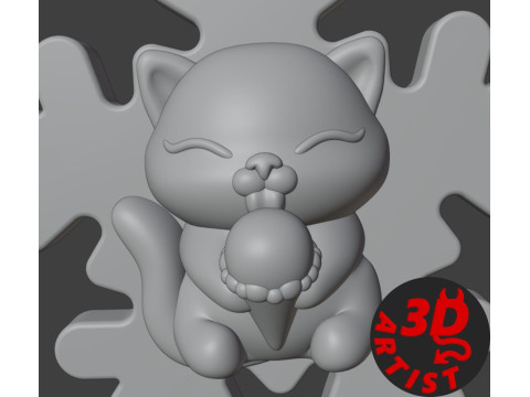Snowflake Cat with ice cream Christmas tree decoration 3D प्रिंट मॉडल