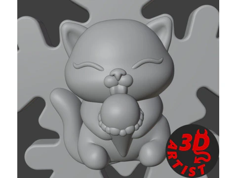 Snowflake Cat with ice cream Christmas tree decoration 3D Print Model