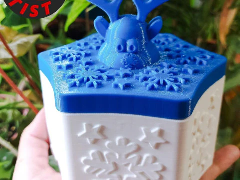 Deer Christmas Box Set 2 versions 3D Print Model