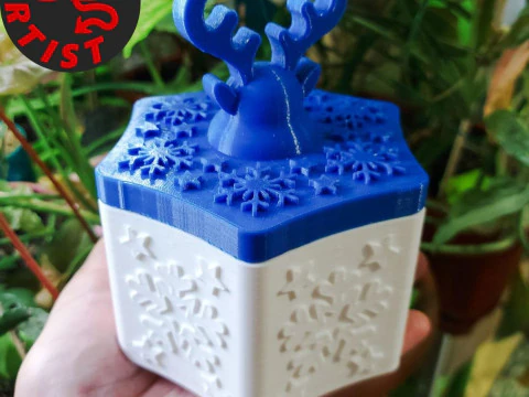 Deer Christmas Box Set 2 versions 3D Print Model
