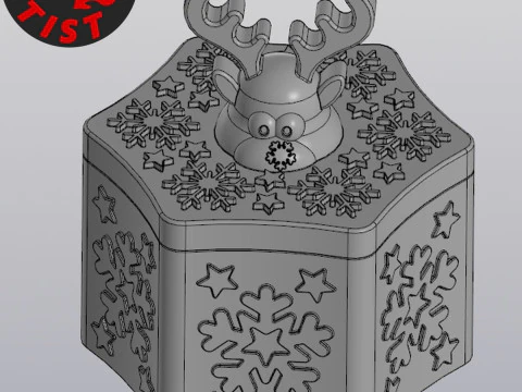 Deer Christmas Box Set 2 versions 3D Print Model
