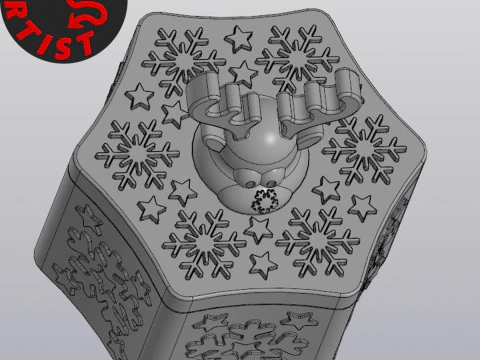 Deer Christmas Box Set 2 versions 3D Print Model