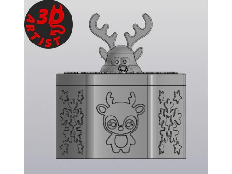 Deer Christmas Box Set 2 versions 3D Print Model