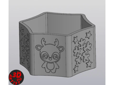Deer Christmas Box Set 2 versions 3D Print Model