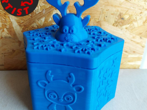 Deer Christmas Box Set 2 versions Modèles 3D en vedette