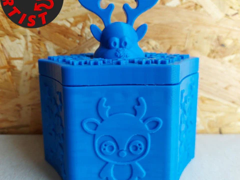 Deer Christmas Box Set 2 versions 3D Print Model