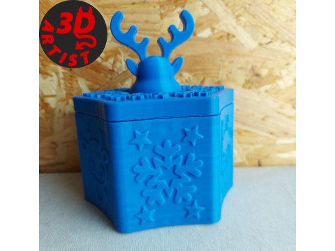 Deer Christmas Box Set 2 versions 3D प्रिंट मॉडल