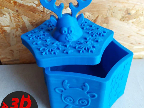 Deer Christmas Box Set 2 versions 3D Print Model