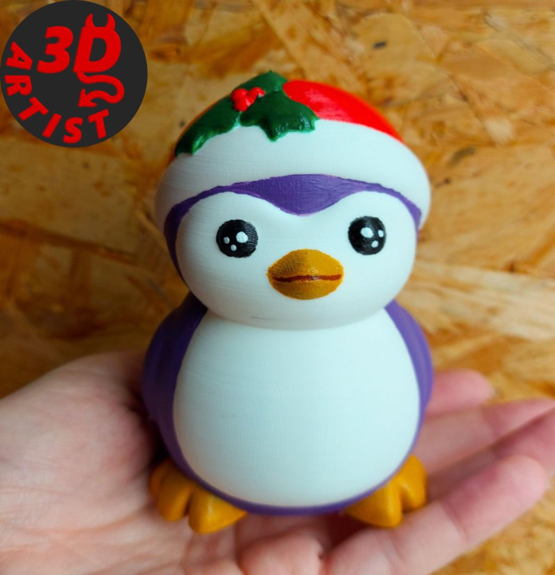 Christmas Penguin Figurine 3Dプリントモデル .c4d .max .obj .3ds .fbx .stl .blend 