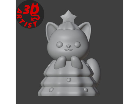 Cat in a Christmas Tree Costume Figurine 3D Print Model