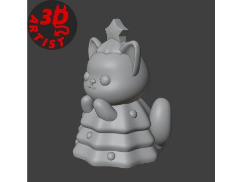 Cat in a Christmas Tree Costume Figurine 3D Print Model