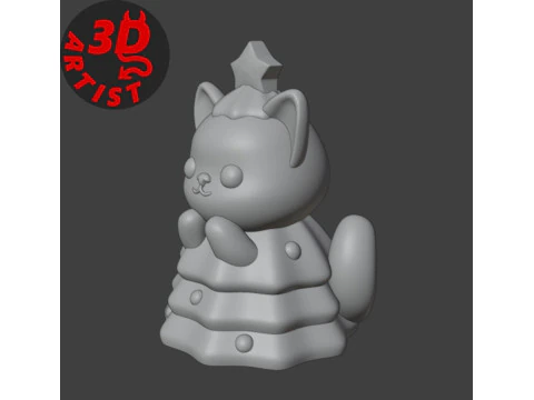 Cat in a Christmas Tree Costume Figurine 3D Print Model
