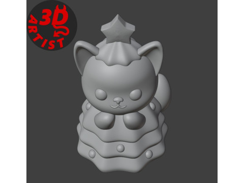 Cat in a Christmas Tree Costume Figurine 3D Print Model