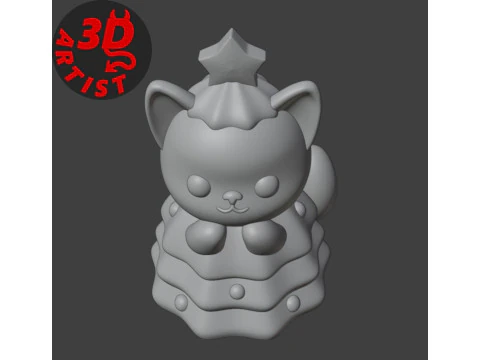 Cat in a Christmas Tree Costume Figurine 3D Print Model