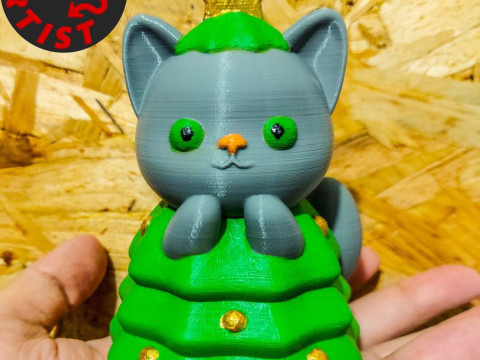 Cat in a Christmas Tree Costume Figurine 3D Print Model