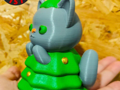 Cat in a Christmas Tree Costume Figurine 3D Print Model