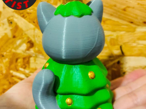 Cat in a Christmas Tree Costume Figurine 3D Print Model