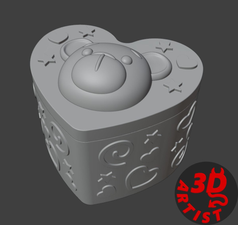 Valentine Bear Box Modelo de impresión 3D .c4d .max .obj .3ds .fbx .stl .blend 
