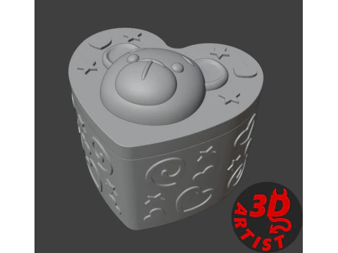 Pudełko z misiem walentynkowym Model do druku 3D