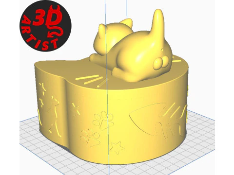 Valentine Box Male Cat with balls 3D Print Model