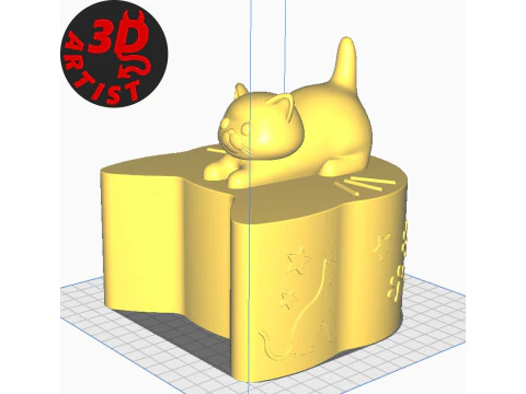 Valentine Box Male Cat with balls 3D Print Model